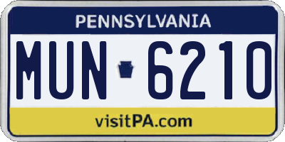 PA license plate MUN6210