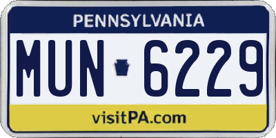 PA license plate MUN6229