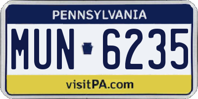 PA license plate MUN6235