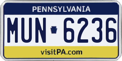 PA license plate MUN6236