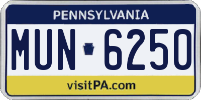 PA license plate MUN6250