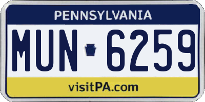 PA license plate MUN6259