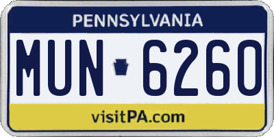 PA license plate MUN6260