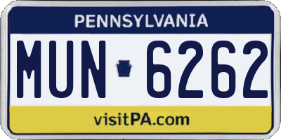PA license plate MUN6262