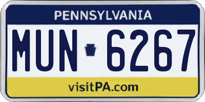 PA license plate MUN6267