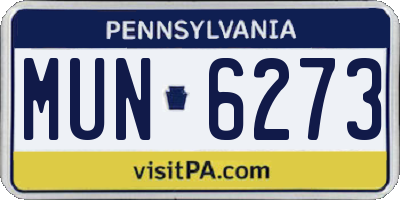 PA license plate MUN6273