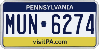 PA license plate MUN6274