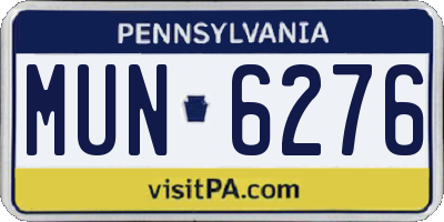 PA license plate MUN6276