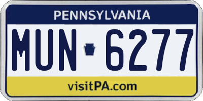 PA license plate MUN6277