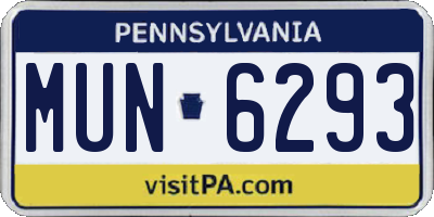 PA license plate MUN6293