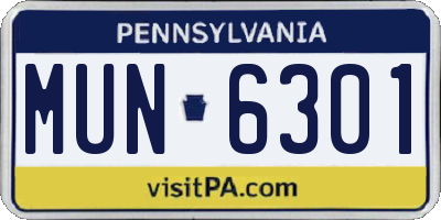 PA license plate MUN6301