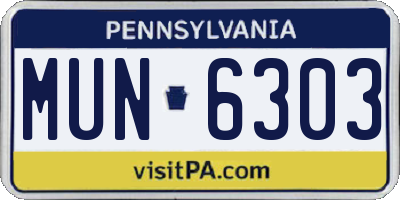 PA license plate MUN6303