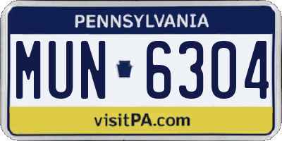 PA license plate MUN6304