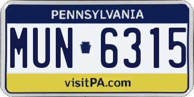 PA license plate MUN6315