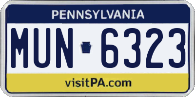 PA license plate MUN6323