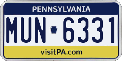 PA license plate MUN6331
