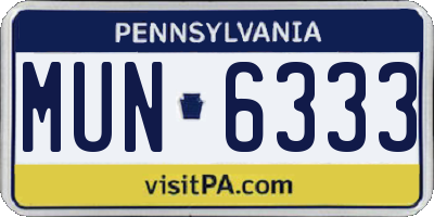 PA license plate MUN6333