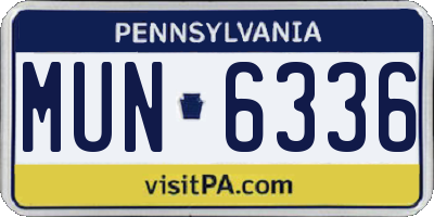 PA license plate MUN6336