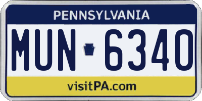PA license plate MUN6340