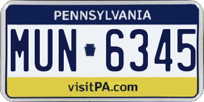 PA license plate MUN6345