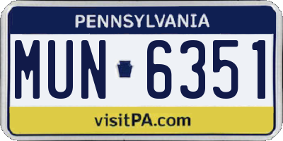 PA license plate MUN6351
