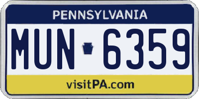 PA license plate MUN6359