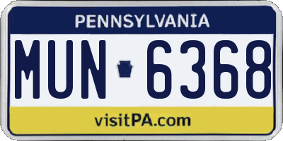 PA license plate MUN6368