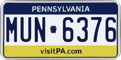 PA license plate MUN6376