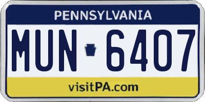 PA license plate MUN6407