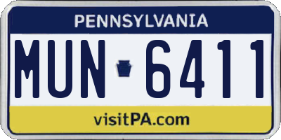 PA license plate MUN6411