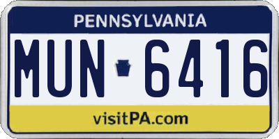 PA license plate MUN6416