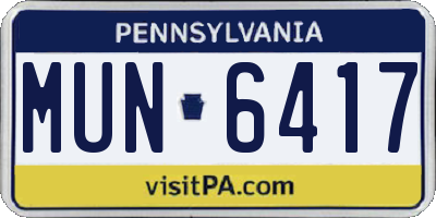 PA license plate MUN6417