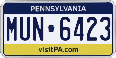 PA license plate MUN6423