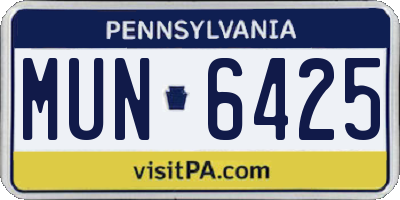 PA license plate MUN6425
