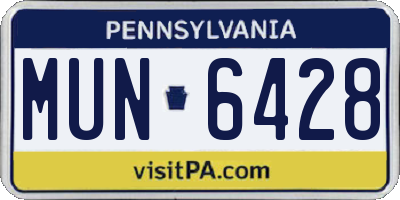 PA license plate MUN6428