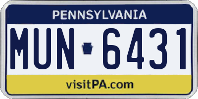PA license plate MUN6431