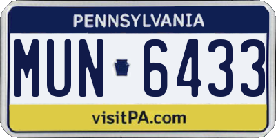 PA license plate MUN6433