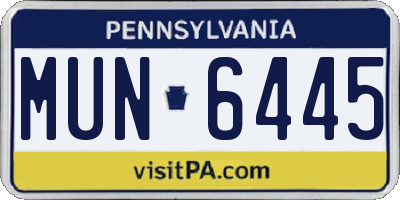 PA license plate MUN6445