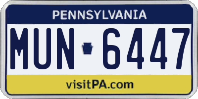 PA license plate MUN6447