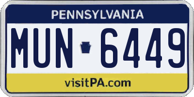 PA license plate MUN6449