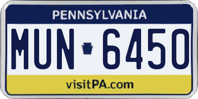PA license plate MUN6450