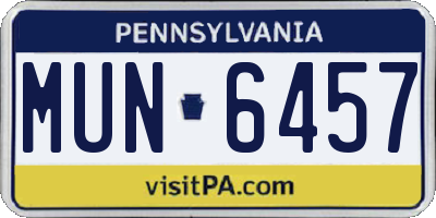 PA license plate MUN6457