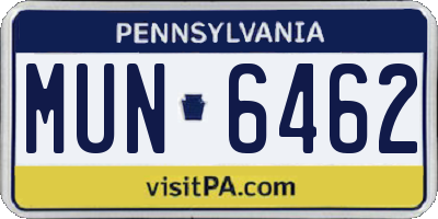 PA license plate MUN6462