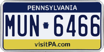 PA license plate MUN6466