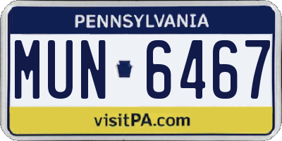 PA license plate MUN6467
