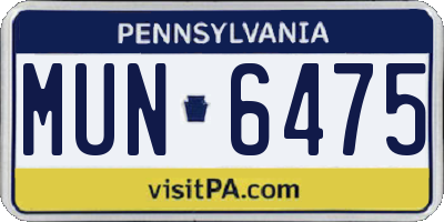 PA license plate MUN6475