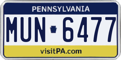 PA license plate MUN6477