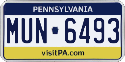 PA license plate MUN6493