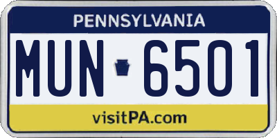 PA license plate MUN6501