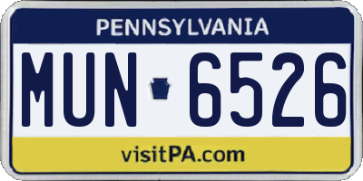 PA license plate MUN6526